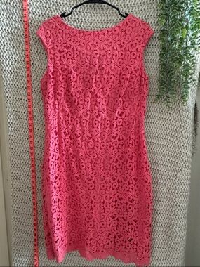 Lauren by Ralph Lauren Sleeveless Coral Lace 100% Cotton Shift Dress  Size 12
